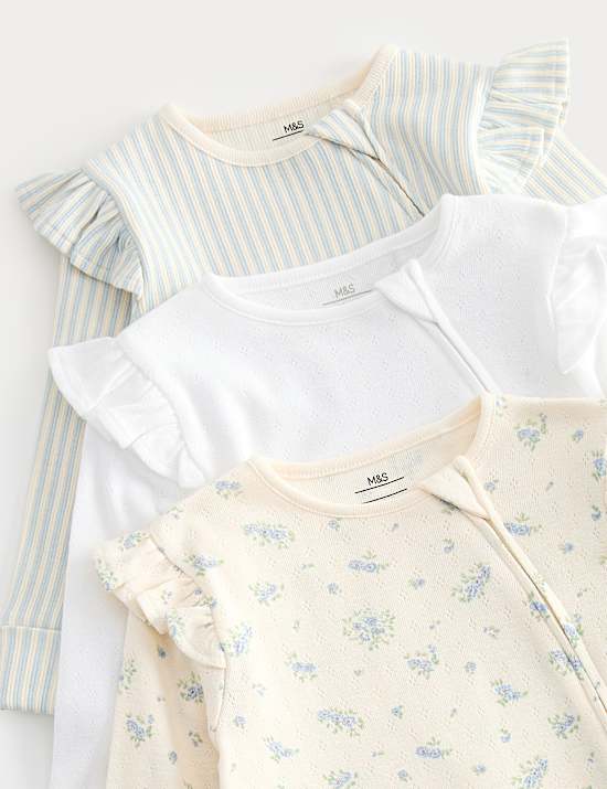 3 Pack Cotton Rich Sleepsuits (6&frac12;lbs-3 Yrs)