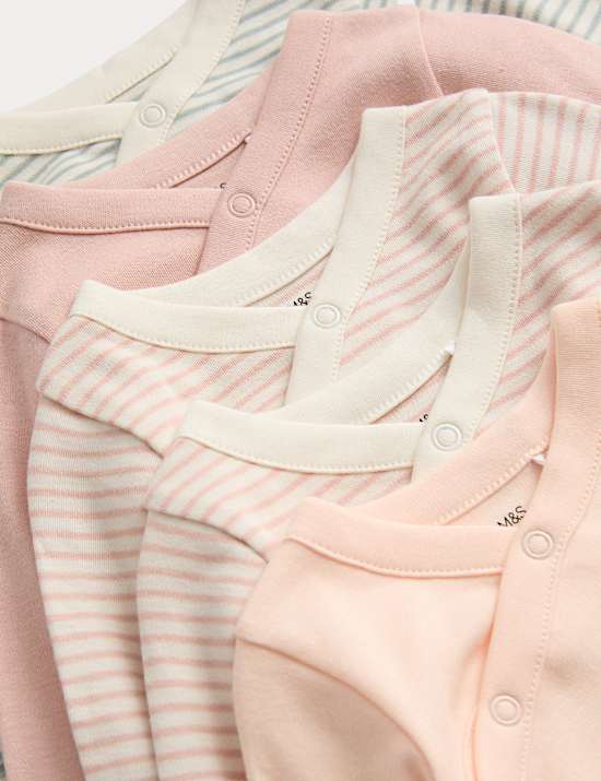 5pk Pure Cotton Striped Bodysuits (0 Mths-3 Yrs)