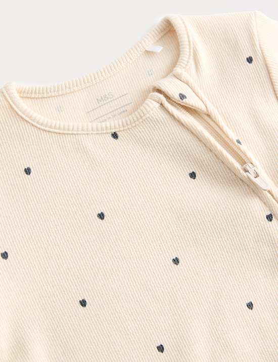 3pk Cotton Rich Heart Ribbed Sleepsuits (6½lbs-3 Yrs)