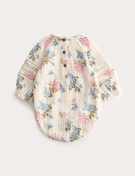 3pc Cotton Rich Floral Bodysuit with Hat and Tights (7lbs - 1Yrs)