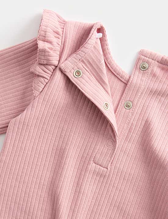 3pk Cotton Rich Frill Ribbed Sleepsuits (6½lbs-3 Yrs)