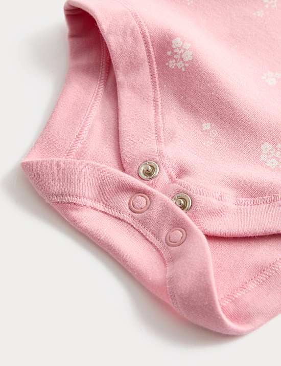 7er-Pack Bodys aus reiner Baumwolle mit Blumenmotiv (0–3 J.)