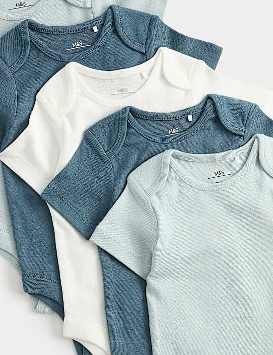 5 Pack Pure Cotton Bodysuits (7lbs-3 Yrs)