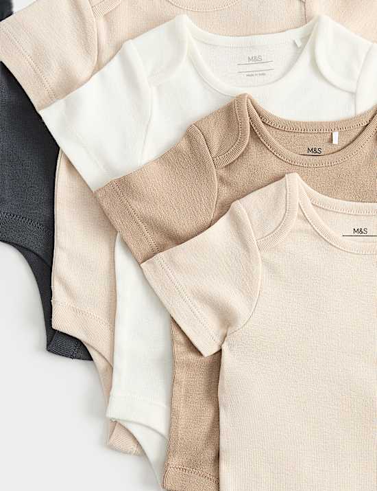5 Pack Pure Cotton Bodysuits (7lbs-3 Yrs)