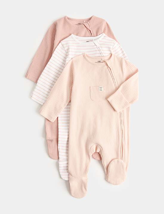 3 Pack Cotton Rich Statement Sleepsuits (7lbs - 3 Yrs)