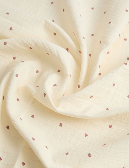 3 Pack Pure Cotton Heart Muslins