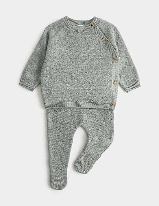 2 Piece Stitch Detail Knitted Outfit (7lbs - 1 Yrs)