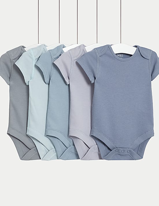 5pk Pure Cotton Bodysuits (6½lbs-3 Yrs)