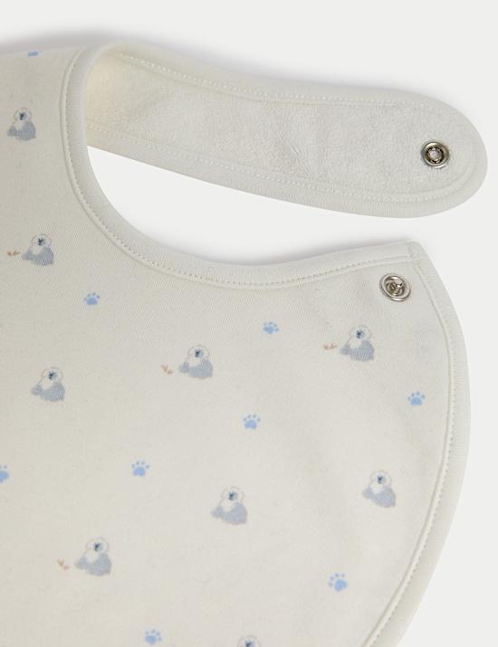 5pk Pure Cotton Dog Print Bibs