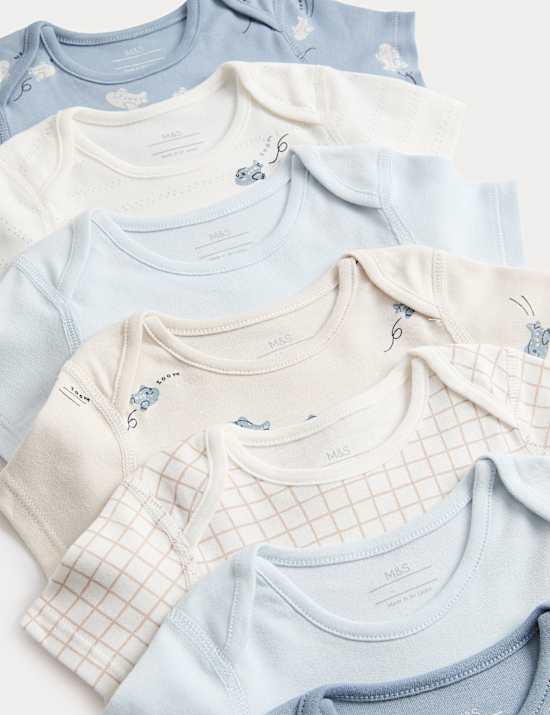 7er-Pack Bodys aus reiner Baumwolle mit Flugzeugmotiv (0&ndash;3 J.)