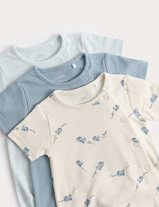 3 Pack Pure Cotton Rompers (7lbs-3 Yrs)