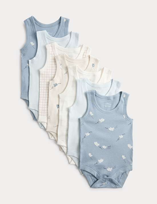Lot de 7 bodys 100 % coton &agrave; motif (3,2 kg-3 ans)
