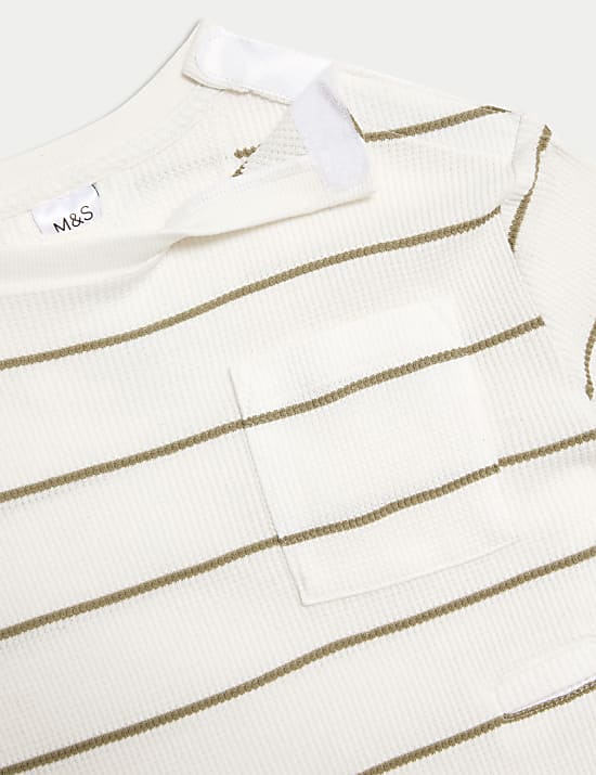 Pijama adaptable en mezcla de algodón gofrado a rayas (1-16 años)