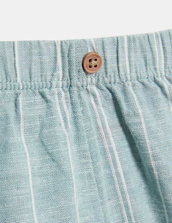 Σύνολο με σορτς από σύμμεικτο λινό, σετ των 3 (3 κιλά - 12 μηνών)