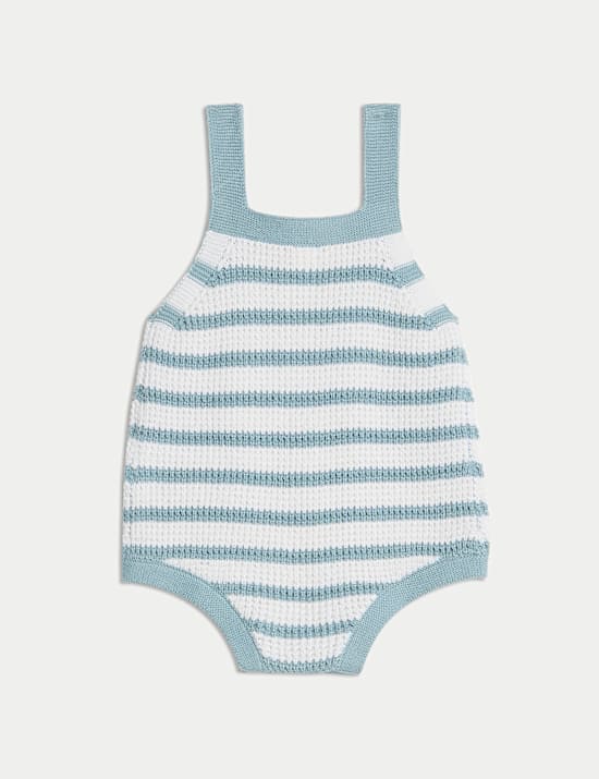 Pure Cotton Knitted Striped Bibshort (7lbs-12 Mths)