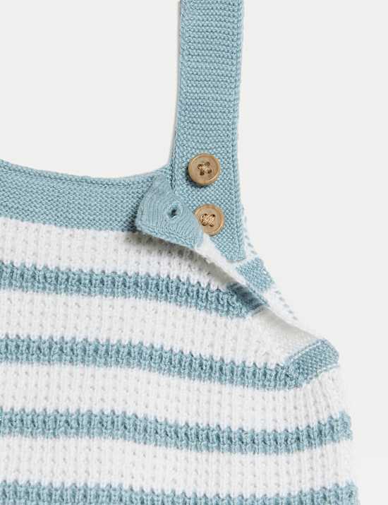 Pure Cotton Knitted Striped Bibshort (7lbs-12 Mths)