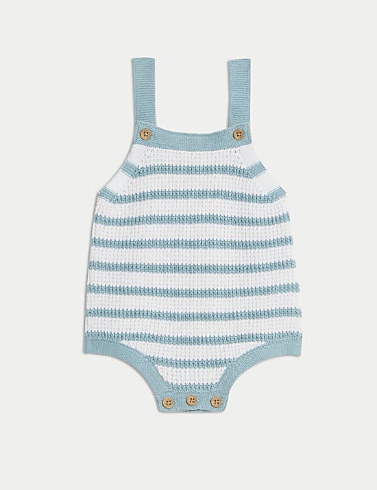 Pure Cotton Knitted Striped Bibshort (7lbs-12 Mths)