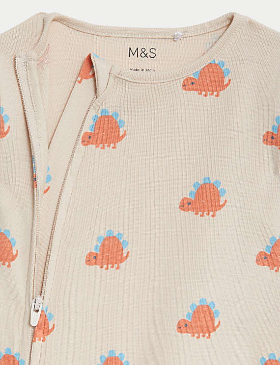 3pk Pure Cotton Dino & Striped Sleepsuits (6&frac12;lbs-3 Yrs)