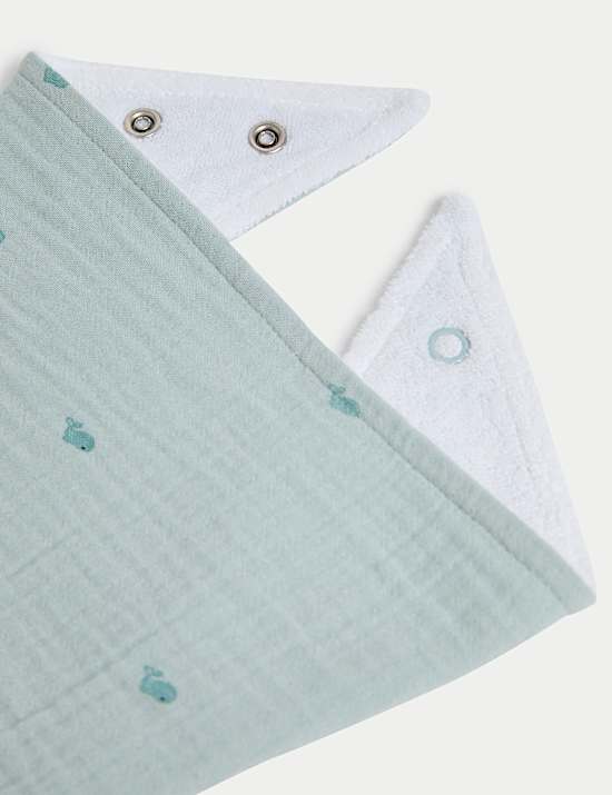 5pk Pure Cotton Whale Dribble Bibs