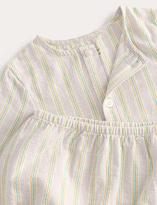 3 Piece Pure Cotton Striped Outfit (7lbs-2 Yrs)