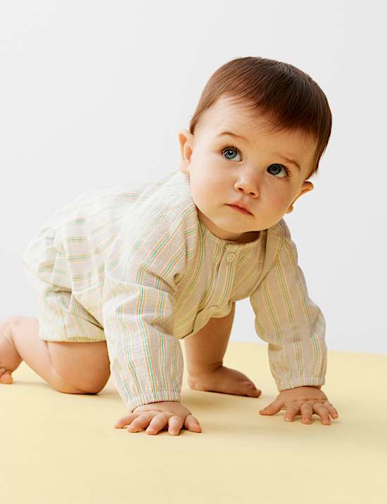 3 Piece Pure Cotton Striped Outfit (7lbs-2 Yrs)