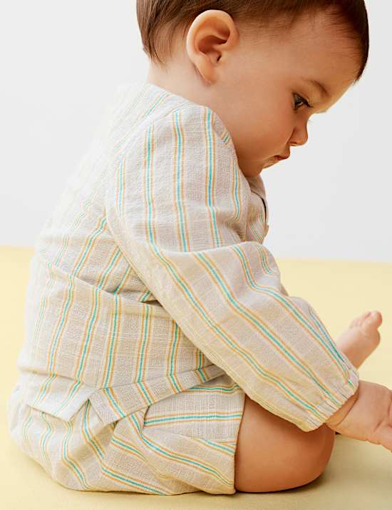 3 Piece Pure Cotton Striped Outfit (7lbs-2 Yrs)