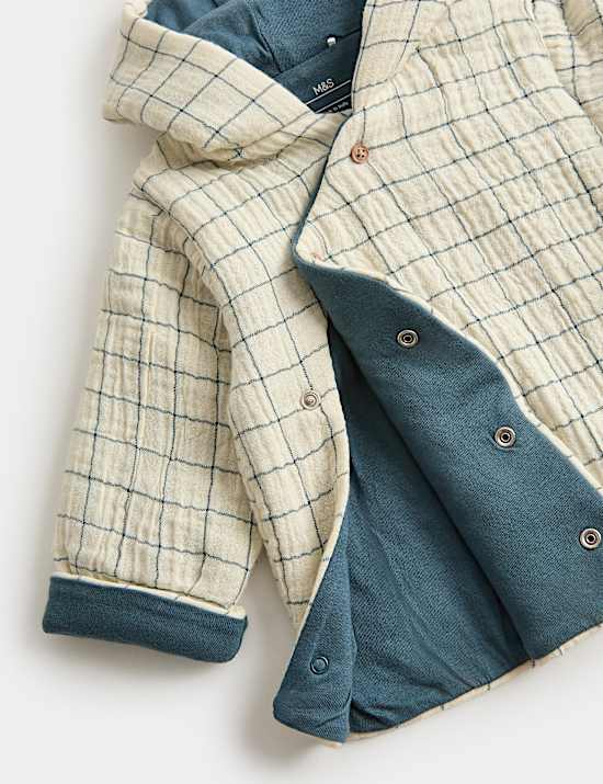Jacke aus reiner Baumwolle mit Kapuze und Karomotiv (3,2 kg&ndash;1 Jahr)