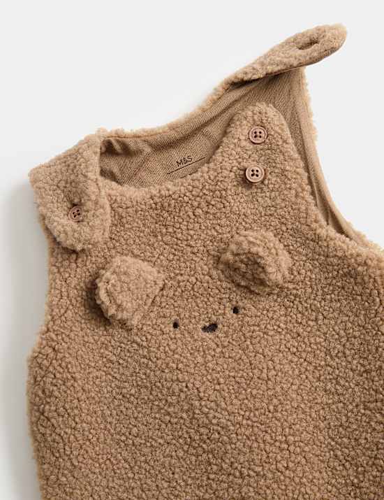 2-tlg. Outfit mit Body und Latzhose aus Borg (0&ndash;12 M.)