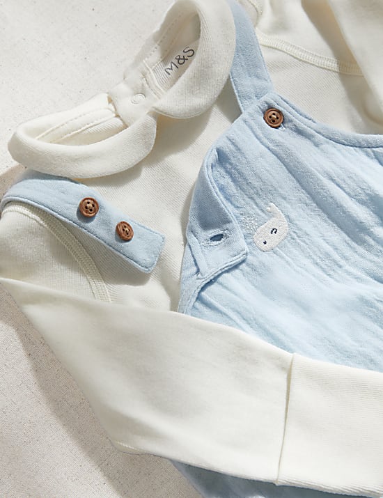 4pc Pure Cotton Whale Starter Gift Set (0-6 Mths)