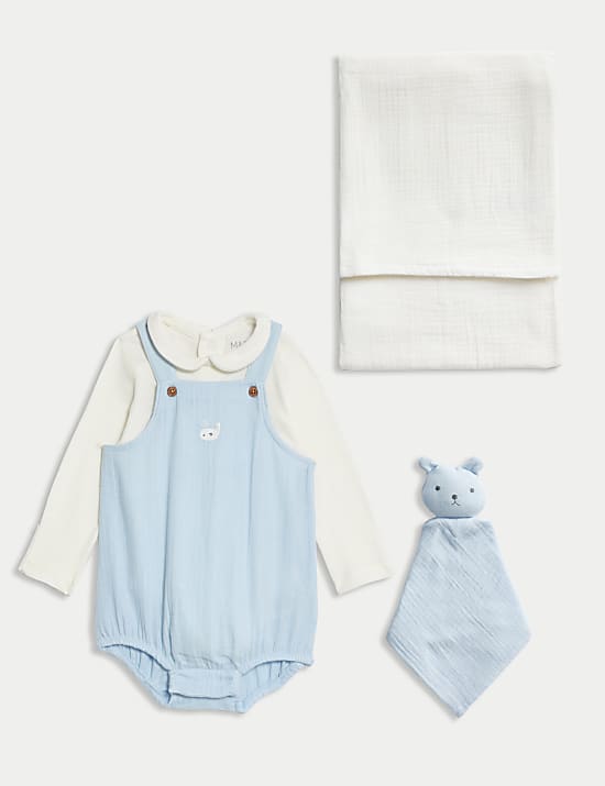 4pc Pure Cotton Whale Starter Gift Set (0-6 Mths)