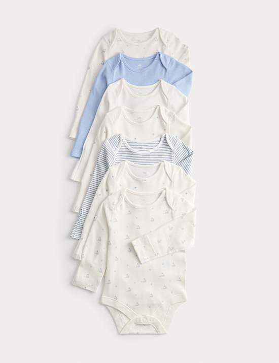 7pk Cotton Rich Bodysuits (0-3 Yrs)