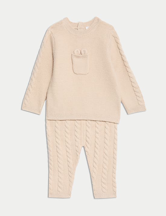 Ensemble 2 pi&egrave;ces en maille (jusqu'au 12 mois)