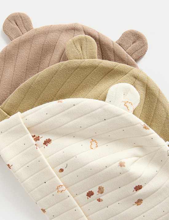 Pack de 3 gorros de algodón con estampado de hojas