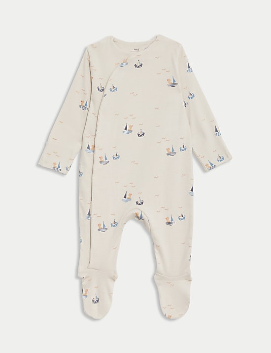Σετ με βασικά είδη με σχέδιο βαρκούλες από 100% βαμβάκι, 4 τεμάχια (3,2 κιλά-9 μηνών)