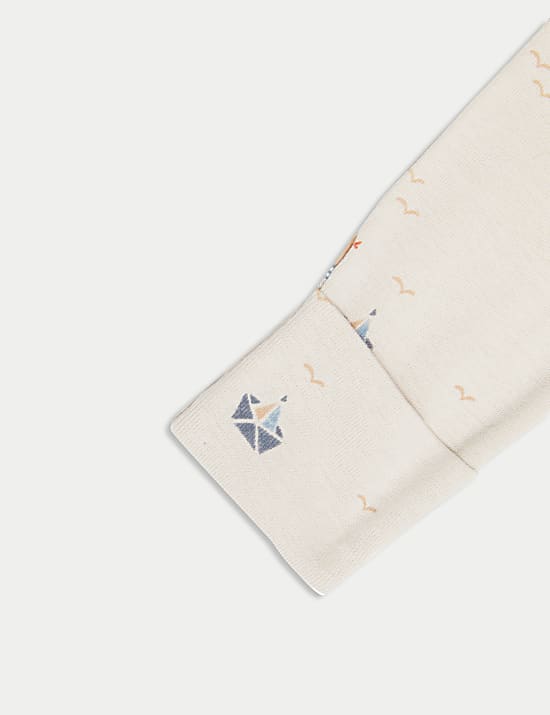 Σετ με βασικά είδη με σχέδιο βαρκούλες από 100% βαμβάκι, 4 τεμάχια (3,2 κιλά-9 μηνών)