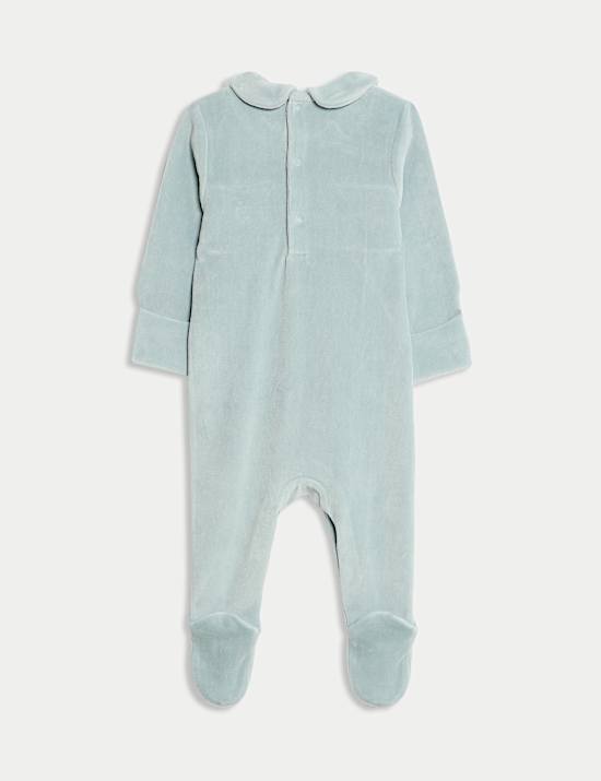 Cotton Rich Velour Sleepsuit (0 Mths-3 Yrs)