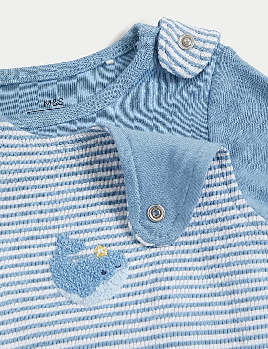 Ensemble 2&nbsp;pi&egrave;ces 100&nbsp;% coton &agrave; rayures et motif baleine (jusqu&rsquo;au 12&nbsp;mois)