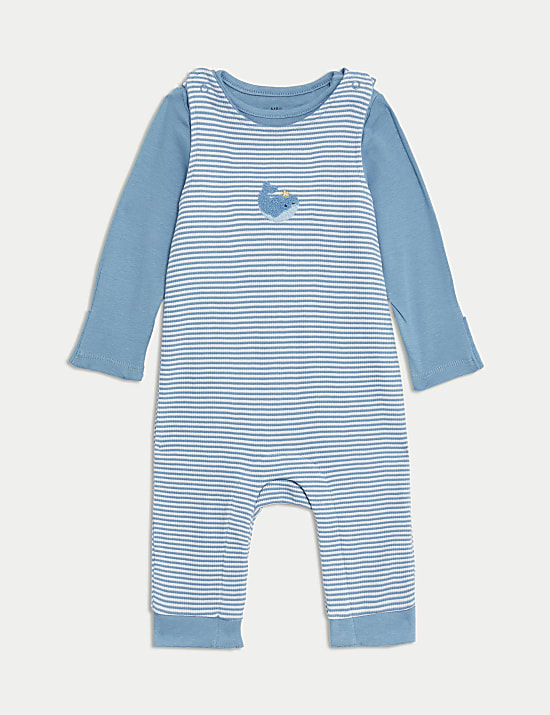 Ensemble 2&nbsp;pi&egrave;ces 100&nbsp;% coton &agrave; rayures et motif baleine (jusqu&rsquo;au 12&nbsp;mois)