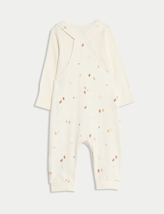 2-delig puur katoenen pakje met bladmotief (0-12 maanden)