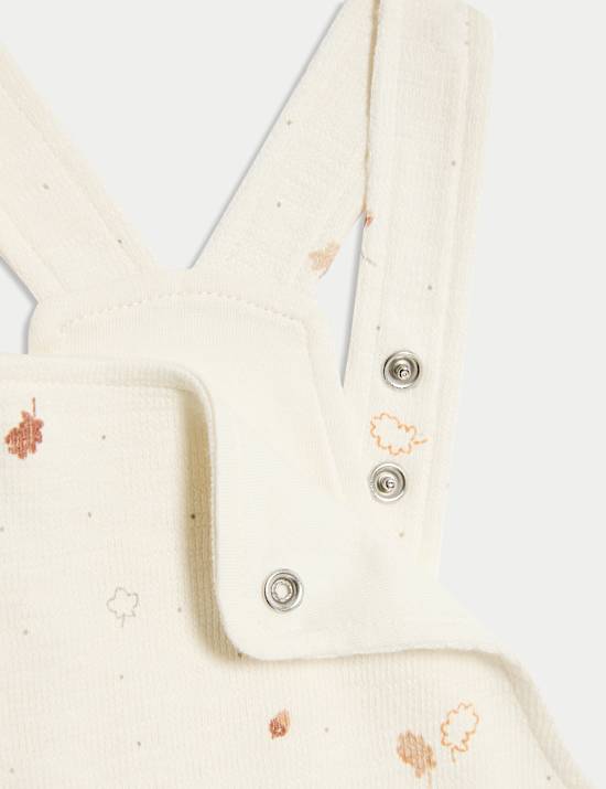 2-delig puur katoenen pakje met bladmotief (0-12 maanden)