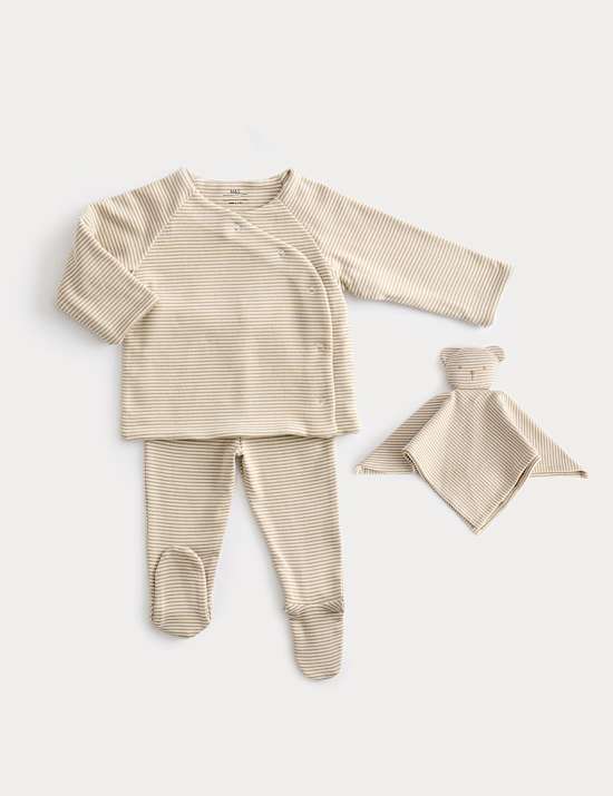 3pc Cotton Rich Striped Outfit (7lbs-9 Mths)
