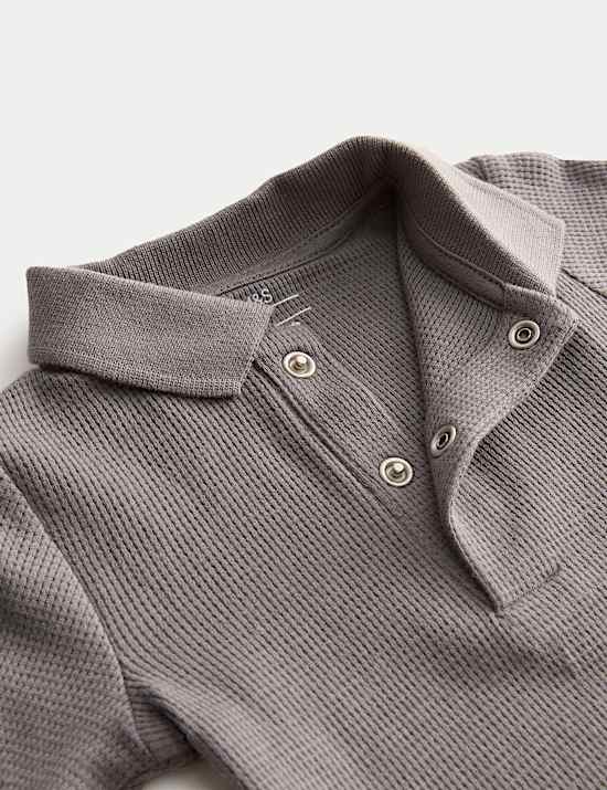 2pk Pure Cotton Long Sleeve Polo Bodysuits (0-3Yrs)