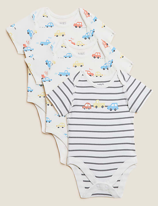 3pk Cotton Rich Transport Bodysuits (61/2 lbs - 3 Yrs)
