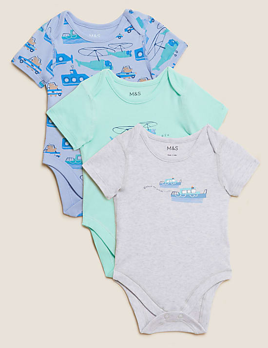 3pk Pure Cotton Animal Bodysuits (6&frac12;lbs - 3 Yrs)