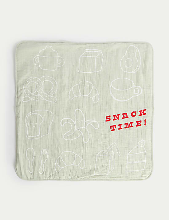 Pure Cotton Snack Time Slogan Shawl