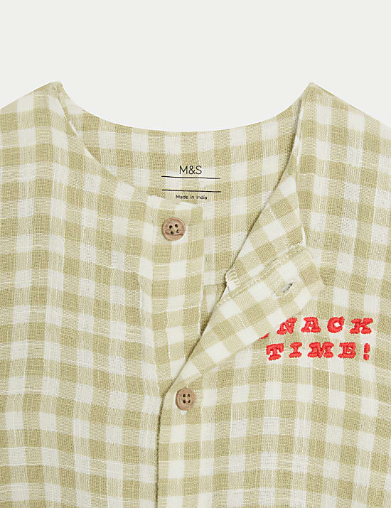 Pure Cotton Snack Time Romper (0-3 Yrs)