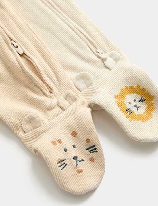 2pk Cotton Rich Novelty Sleepsuits (Tiny-3 Yrs)