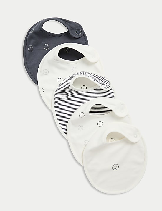 5pk Pure Cotton Print Dribble Bibs
