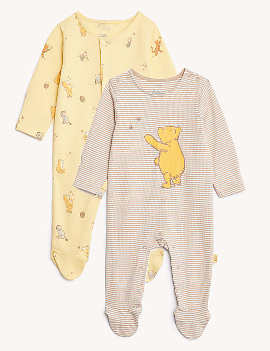 2pk Pure Cotton Winnie the Pooh&trade; Sleepsuits