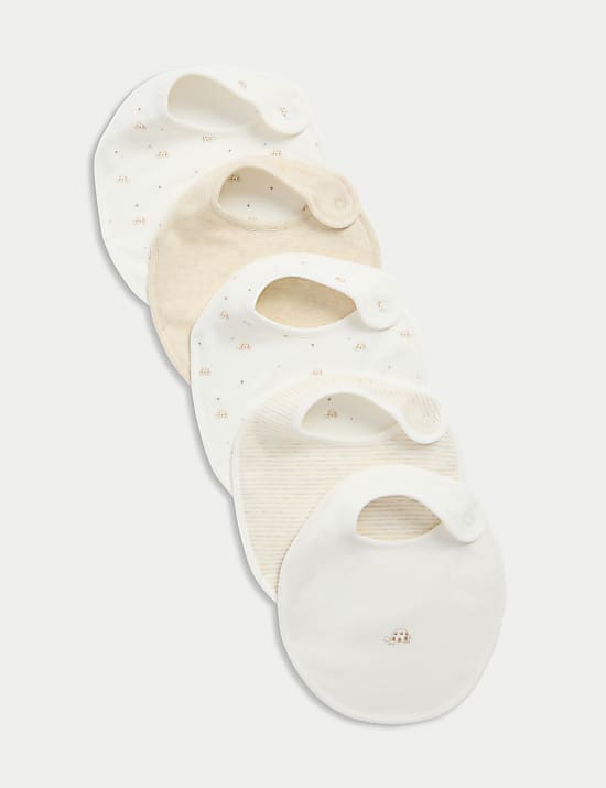5pk Pure Cotton Printed Bibs